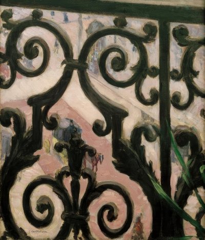 Vista attraverso un balcone da Gustave Caillebotte